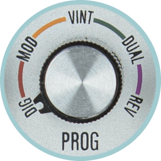 Close up of the program dial switch on the D1 Stereo Delay pedal